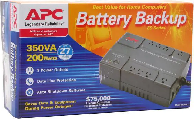 Alt view image 8 of 8 - APC BE350R 350 VA 200 W 8 Outlets UPS