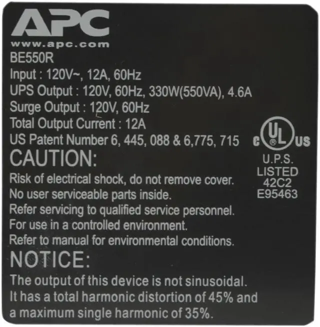 Alt view image 5 of 8 - APC BE550R 550 VA 330 Watts (4) NEMA 5-15R (Battery Backup)     (4) NEMA 5-15R (Surge Protection) Outlets Back-UPS ES 8 Outlet 550VA 120V