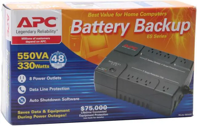 Alt view image 8 of 8 - APC BE550R 550 VA 330 Watts (4) NEMA 5-15R (Battery Backup)     (4) NEMA 5-15R (Surge Protection) Outlets Back-UPS ES 8 Outlet 550VA 120V