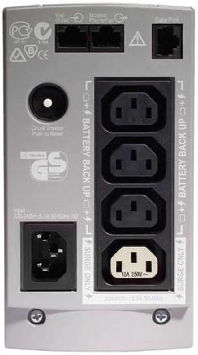 Alt view image 2 of 2 - APC BK650EI 650 VA 400 Watts (1) IEC 320 C13 (Surge Protection)
(3) IEC 320 C13 (Battery Backup) Outlets Back-UPS CS 650 USB/Serial, European version- Beige finish European Version - 240V