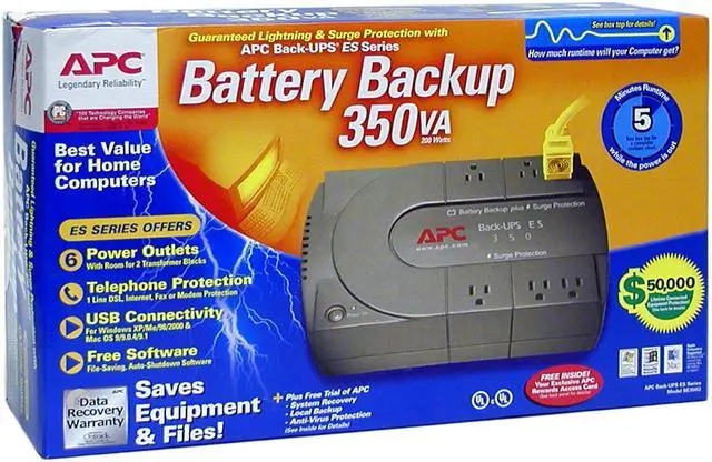 Alt view image 5 of 5 - APC Back-UPS BE350U 350VA 200W 6 Outlets UPS