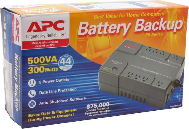 Alt view image 9 of 9 - APC Back-UPS BE500R 500 VA 300 Watts 8 Outlets UPS