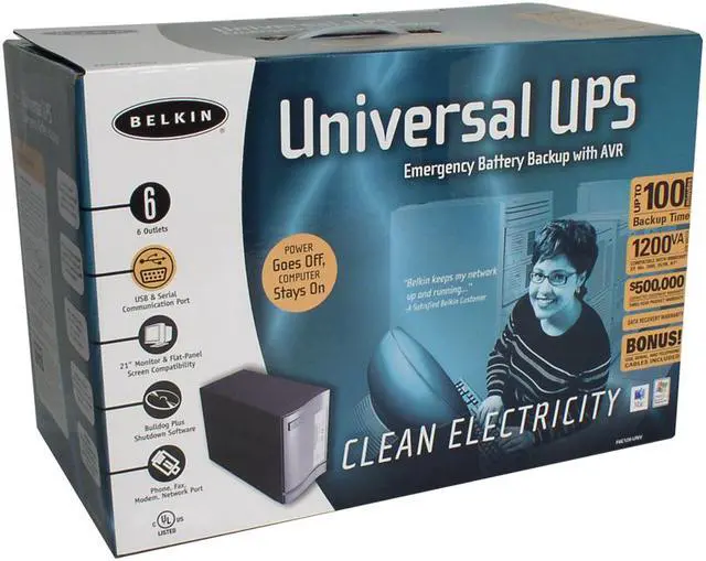 Alt view image 4 of 4 - BELKIN Universal F6C120-UNV 1200VA 670W 6 Outlets UPS