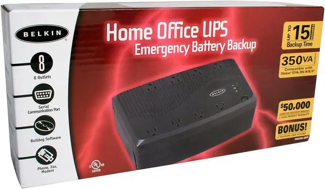 Alt view image 5 of 5 - BELKIN Home Office UPS F6H350-SER 350VA 190W 8 Outlets UPS