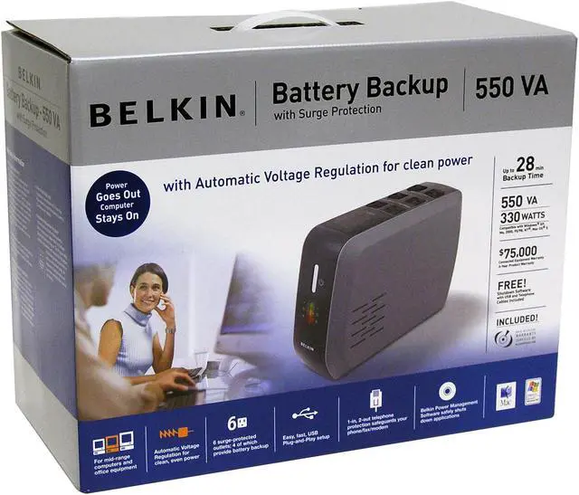 Alt view image 6 of 6 - BELKIN Office F6C550-AVR 550VA 330W 6 Outlets UPS