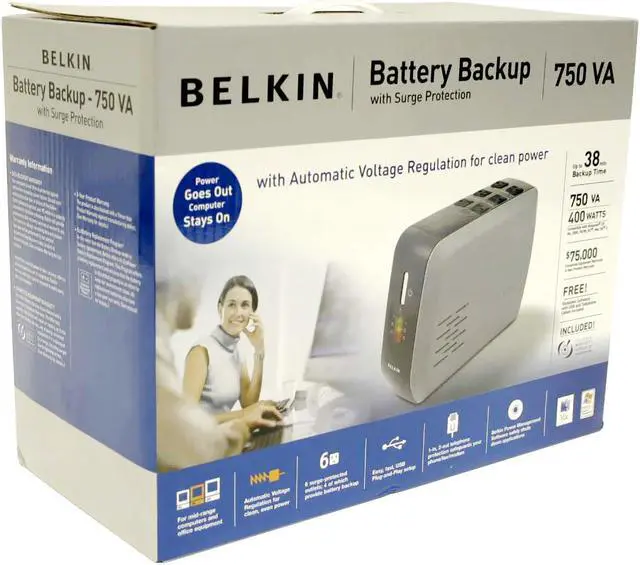 Alt view image 9 of 9 - BELKIN Office F6C750-AVR 750VA 400W 6 Outlets UPS