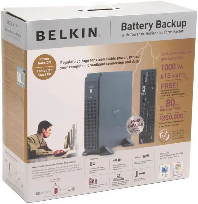 Alt view image 11 of 11 - BELKIN F6C1000-TW-RK 1000VA 615 watts 8 Outlets UPS