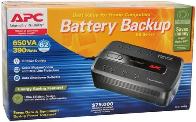 Alt view image 9 of 9 - APC Back-UPS ES BE650G 650 VA 390 Watts 8 Outlets UPS