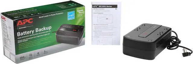 Alt view image 5 of 5 - APC BE350G Back-UPS 350 VA 6-outlet Uninterruptible Power Supply (UPS)