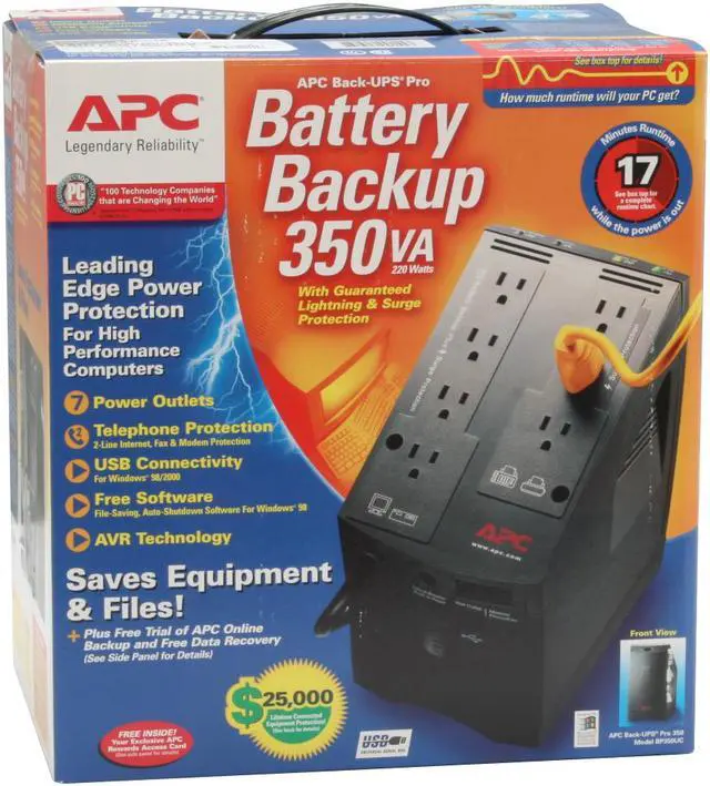Alt view image 13 of 13 - APC Back-UPS Pro BP350UC 350 VA 220 Watts USB Port UPS