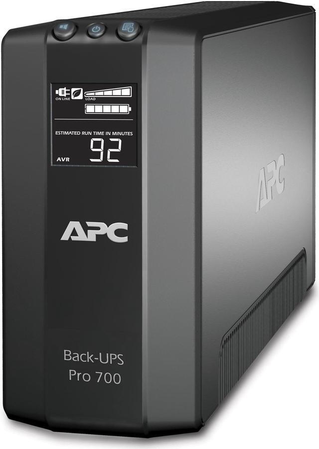 Main image of APC BR700G Back-UPS Pro, 700VA/420W, Tower, 120V, 6x NEMA 5-15R outlets, AVR, LCD, User Replaceable Battery - Tower - 12 Hour Recharge - 3 Minute Stand-by - 120 V Input - 120 V AC Output - Serial Port