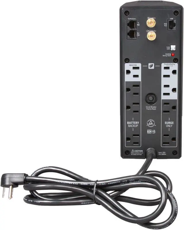 Alt view image 4 of 5 - APC BX1000G 1000 VA 600 Watts 8 Outlets Power-saving Back-UPS XS
