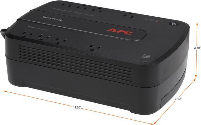 Alt view image 3 of 8 - APC BE650G1 Back-UPS 650 VA 8-outlet 340 Joules Surge Energy Rating Data Line Protection -Uninterruptible Power Supply (UPS) (Replaces BE650G)