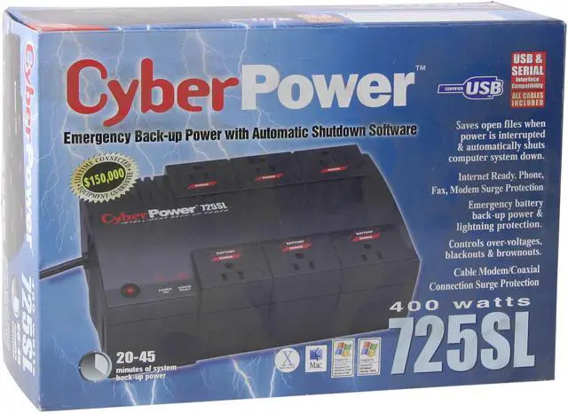 Alt view image 4 of 4 - CyberPower Power CPS725SL 725VA 400W 6 Outlets UPS