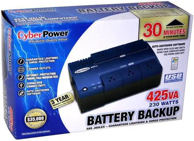 Alt view image 6 of 6 - CyberPower Home CPS425SL 425VA 230W 3 x 5-15R Battery/Surge Protected 3 x 5-15R Surge Protected Outlets UPS