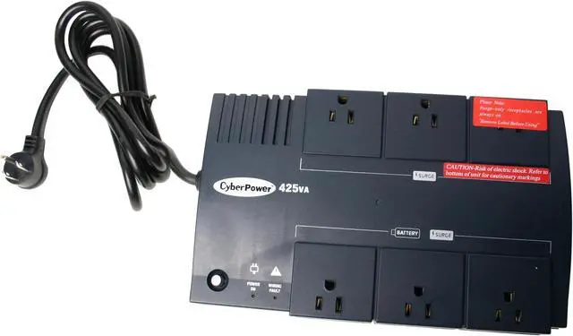 Alt view image 4 of 6 - CyberPower Home CPS425SL 425VA 230W 3 x 5-15R Battery/Surge Protected 3 x 5-15R Surge Protected Outlets UPS