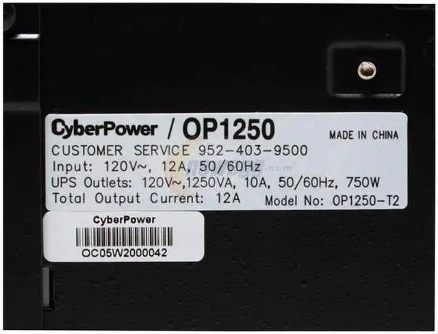 Alt view image 4 of 5 - CyberPower Office Tower OP1250 1250VA 750W 4 x 5-15R Battery/Surge Protected 4 x 5-15R Surge Protected Outlets UPS