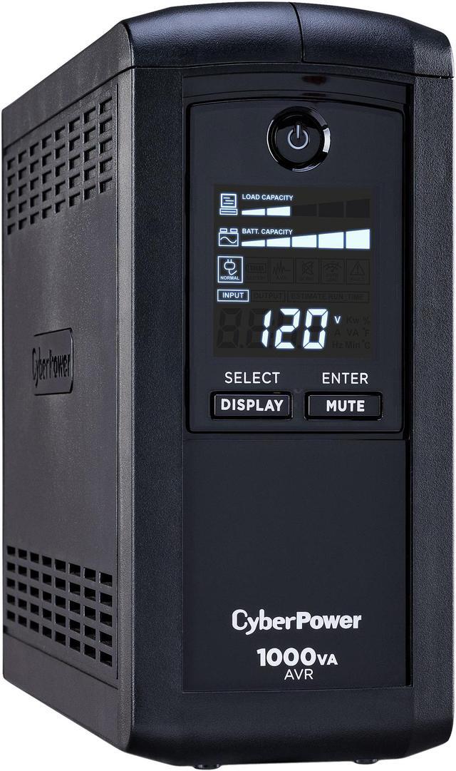 Main image of CyberPower CP1000AVRLCD Intelligent LCD UPS Systems - 1000VA/600W, 120 VAC, NEMA 5-15P, Mini-Tower, 9 Outlets, LCD, PowerPanel