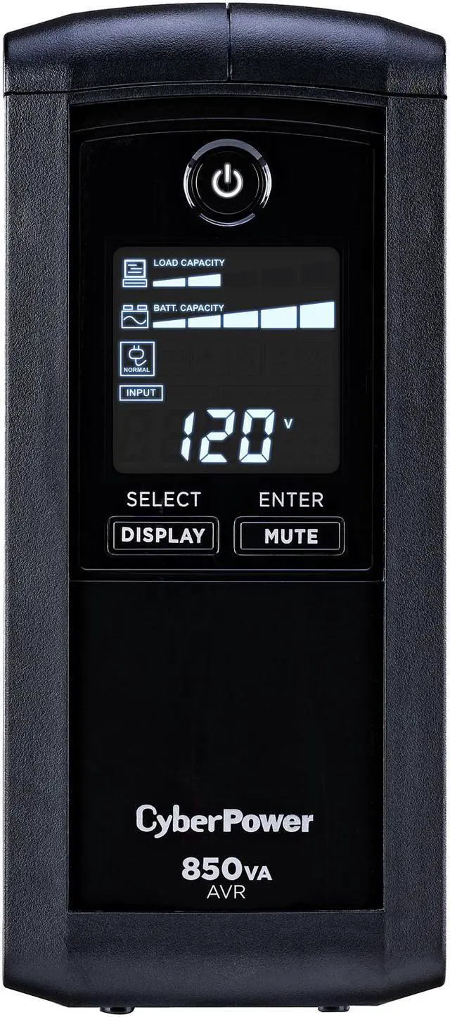Alt view image 2 of 4 - CyberPower CP850AVRLCD Intelligent LCD UPS Systems - 850VA/510W, 120 VAC, NEMA 5-15P, Mini-Tower, 9 Outlets, LCD, PowerPanel