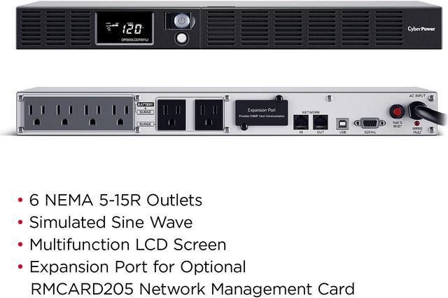 Alt view image 7 of 7 - CyberPower OR500LCDRM1U Smart App LCD UPS Systems - 500VA/300W, 120 VAC, NEMA 5-15P, 1U, Rackmount, 6 Outlets, LCD, PowerPanel,  4 x 5-15R Battery/Surge Protected 2 x 5-15R Surge Protected Outlets