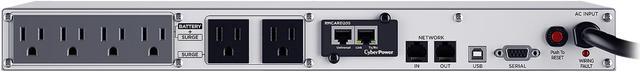Alt view image 5 of 7 - CyberPower OR500LCDRM1U Smart App LCD UPS Systems - 500VA/300W, 120 VAC, NEMA 5-15P, 1U, Rackmount, 6 Outlets, LCD, PowerPanel,  4 x 5-15R Battery/Surge Protected 2 x 5-15R Surge Protected Outlets