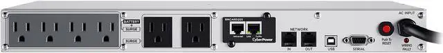 Alt view image 5 of 7 - CyberPower OR1500LCDRM1U Smart App LCD UPS Systems - 1500VA/900W, 120 VAC, NEMA 5-15P, 1U, Rackmount, 6 Outlets, LCD, PowerPanel
