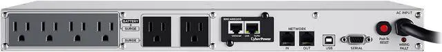 Alt view image 5 of 7 - CyberPower OR1000LCDRM1U Smart App LCD UPS Systems - 1000VA/600W, 120 VAC, NEMA 5-15P, 1U, Rackmount, 6 Outlets, LCD, PowerPanel