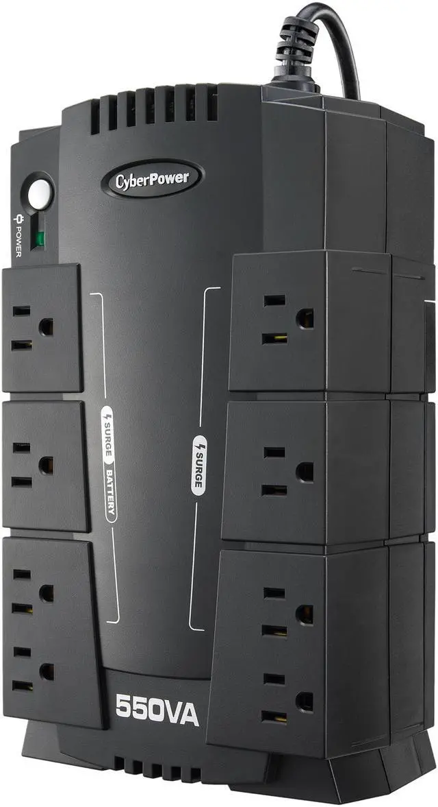 Alt view image 2 of 4 - CyberPower CP550SLG Standby UPS Systems - 550VA/330W, 120 VAC, NEMA 5-15P, Compact, 8 Outlets,  890 Joules Surge Energy Rating PowerPanel