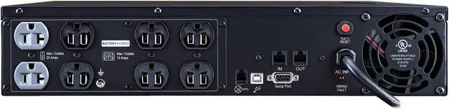 Alt view image 4 of 6 - CyberPower OR2200PFCRT2U PFC Sinewave UPS Systems - 2000VA/1540W, 120 VAC, NEMA 5-20P, 2U, Rack / Tower, Sine Wave, 8 Outlets, LCD, PowerPanel® Business