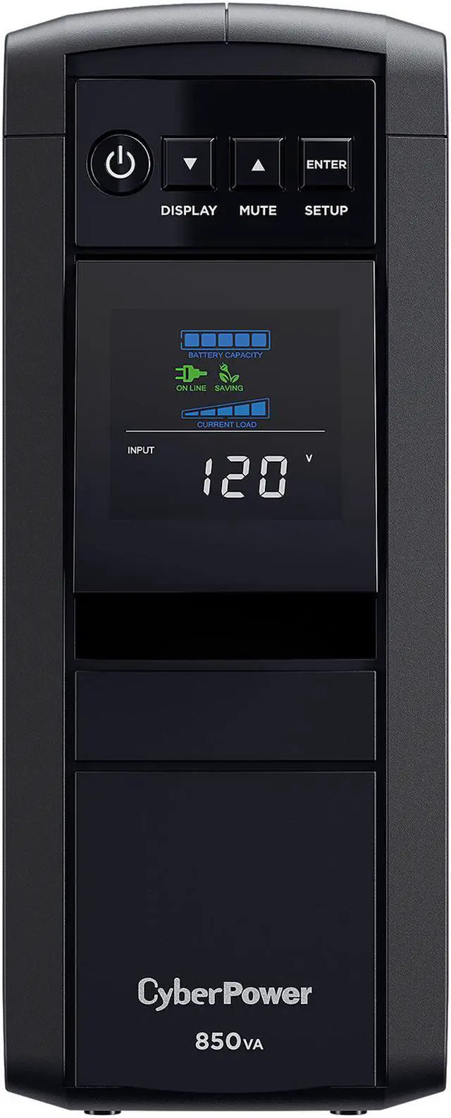 Alt view image 2 of 7 - CyberPower CP850PFCLCD PFC Sinewave UPS Systems - 850VA/510W, 120 VAC, NEMA 5-15P, Mini-Tower, Sine Wave, 10 Outlets, LCD, PowerPanel