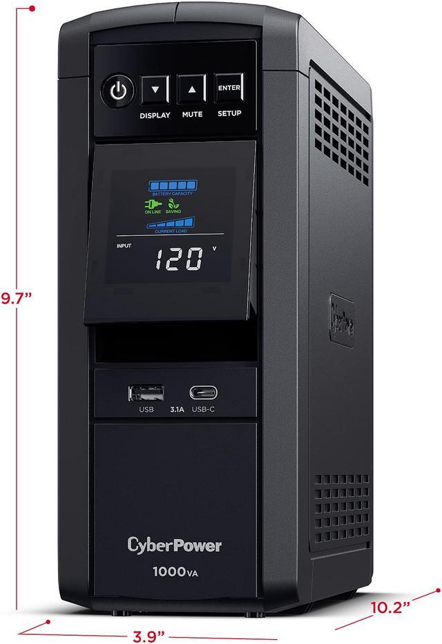 Alt view image 4 of 7 - CyberPower CP1000PFCLCD PFC Sinewave UPS Systems - 1000VA/600W, 120 VAC, NEMA 5-15P, Mini-Tower, Sine Wave, 10 Outlets, LCD, PowerPanel®