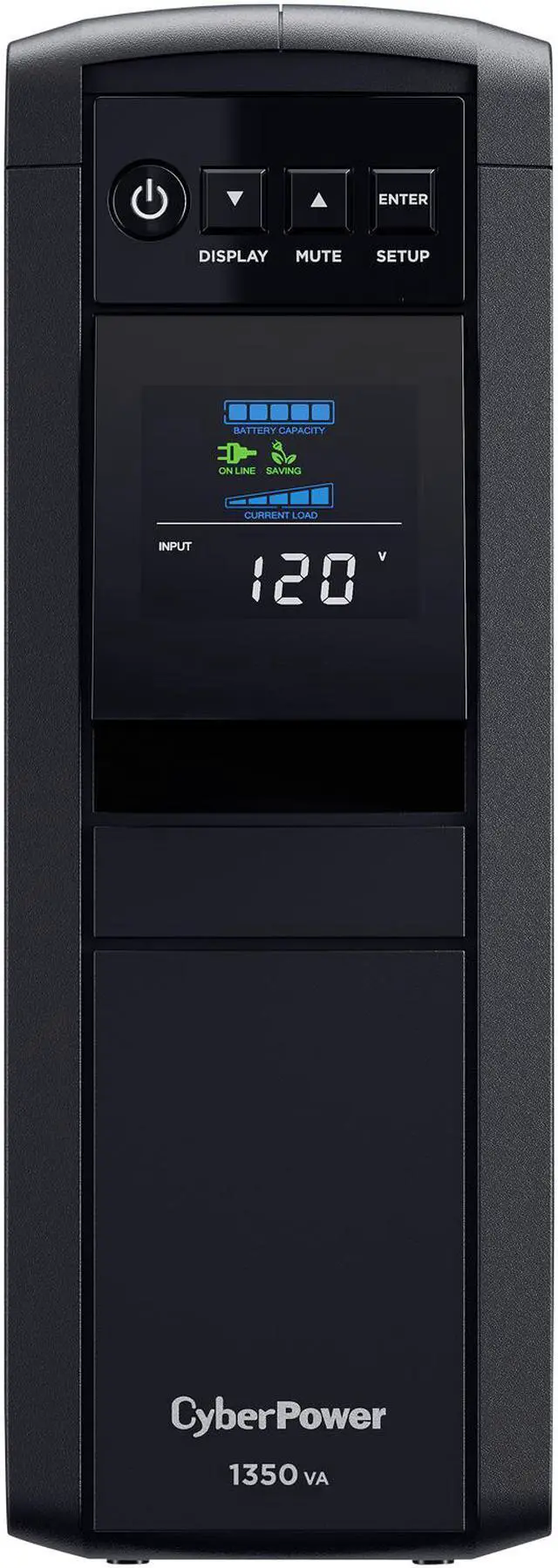 Alt view image 2 of 5 - CyberPower CP1350PFCLCD PFC Sinewave UPS Systems - 1350VA/880W, 120 VAC, NEMA 5-15P, Mini-Tower, Sine Wave, 12 Outlets, LCD, PowerPanel