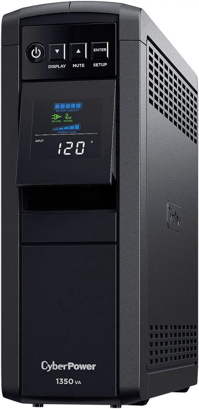 Alt view image 3 of 5 - CyberPower CP1350PFCLCD PFC Sinewave UPS Systems - 1350VA/880W, 120 VAC, NEMA 5-15P, Mini-Tower, Sine Wave, 12 Outlets, LCD, PowerPanel