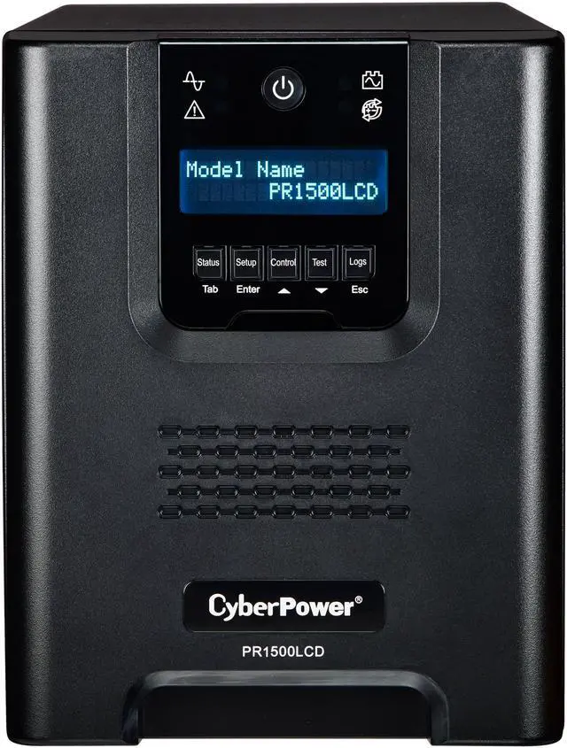 Alt view image 2 of 5 - CyberPower PR1500LCD Smart App Sinewave UPS Systems - 1500VA/1500W, 120 VAC, NEMA 5-15P, Mini-Tower, Sine Wave, 8 Outlets, LCD, PowerPanel