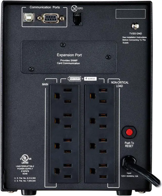 Alt view image 4 of 5 - CyberPower PR1500LCD Smart App Sinewave UPS Systems - 1500VA/1500W, 120 VAC, NEMA 5-15P, Mini-Tower, Sine Wave, 8 Outlets, LCD, PowerPanel