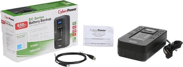 Alt view image 4 of 3 - CyberPower EC650LCD Ecologic UPS Systems - 650VA/390W, 120 VAC, NEMA 5-15P, Compact, 8 Outlets, LCD, PowerPanel® Personal