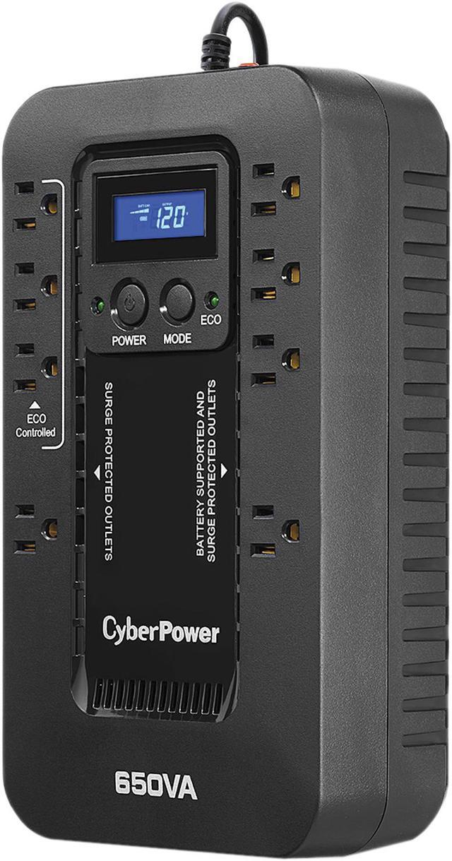 Alt view image 3 of 3 - CyberPower EC650LCD Ecologic UPS Systems - 650VA/390W, 120 VAC, NEMA 5-15P, Compact, 8 Outlets, LCD, PowerPanel® Personal