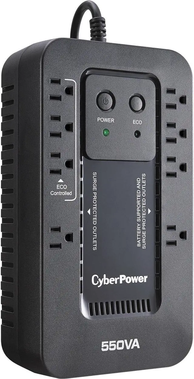 Main image of CyberPower EC550G Ecologic UPS Systems - 550VA/330W, 120 VAC, NEMA 5-15P, Compact, 8 Outlets, PowerPanel