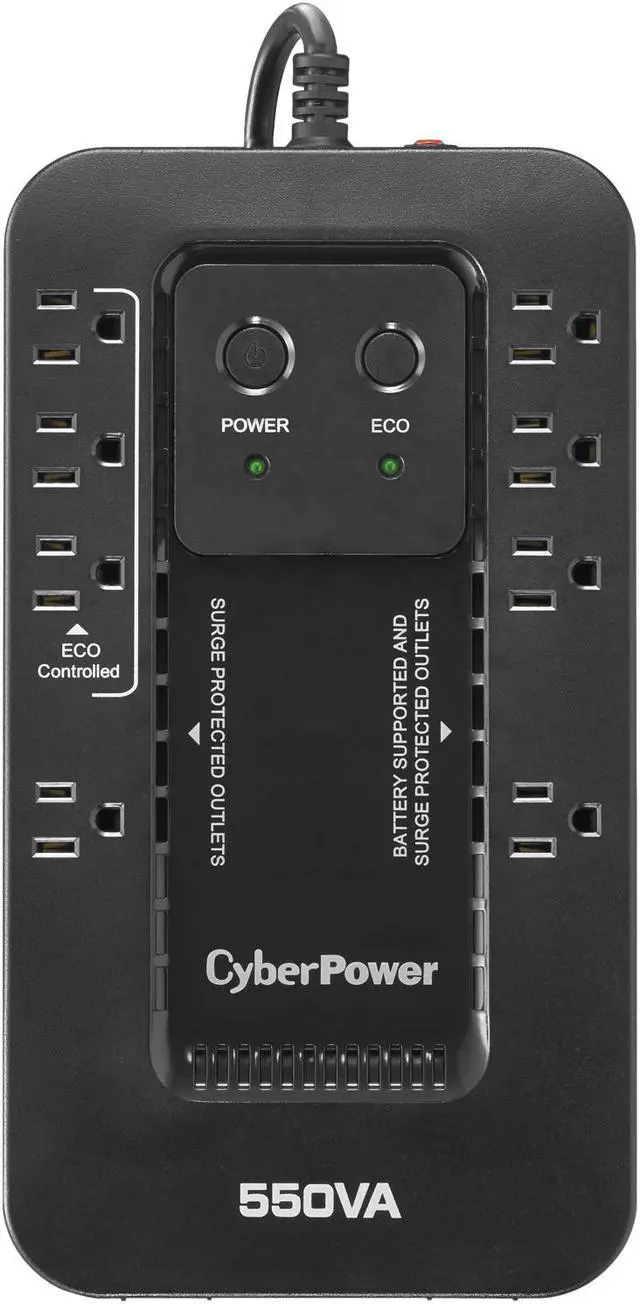 Alt view image 2 of 3 - CyberPower EC550G Ecologic UPS Systems - 550VA/330W, 120 VAC, NEMA 5-15P, Compact, 8 Outlets, PowerPanel