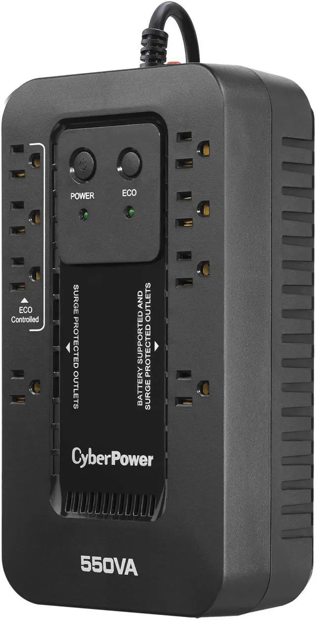 Alt view image 3 of 3 - CyberPower EC550G Ecologic UPS Systems - 550VA/330W, 120 VAC, NEMA 5-15P, Compact, 8 Outlets, PowerPanel