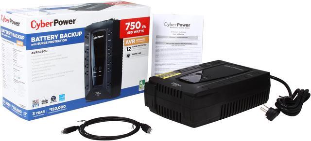 Alt view image 5 of 4 - CyberPower AVRG750U 750 VA 450 Watts 12 Outlets Compact UPS w/ Automatic Voltage Regulation
