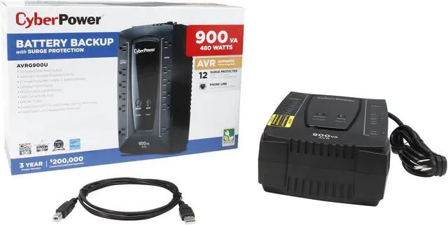 Alt view image 4 of 4 - CyberPower AVRG900U 900 VA 480 Watts 12 Outlets Compact UPS w/ Automatic Voltage Regulation