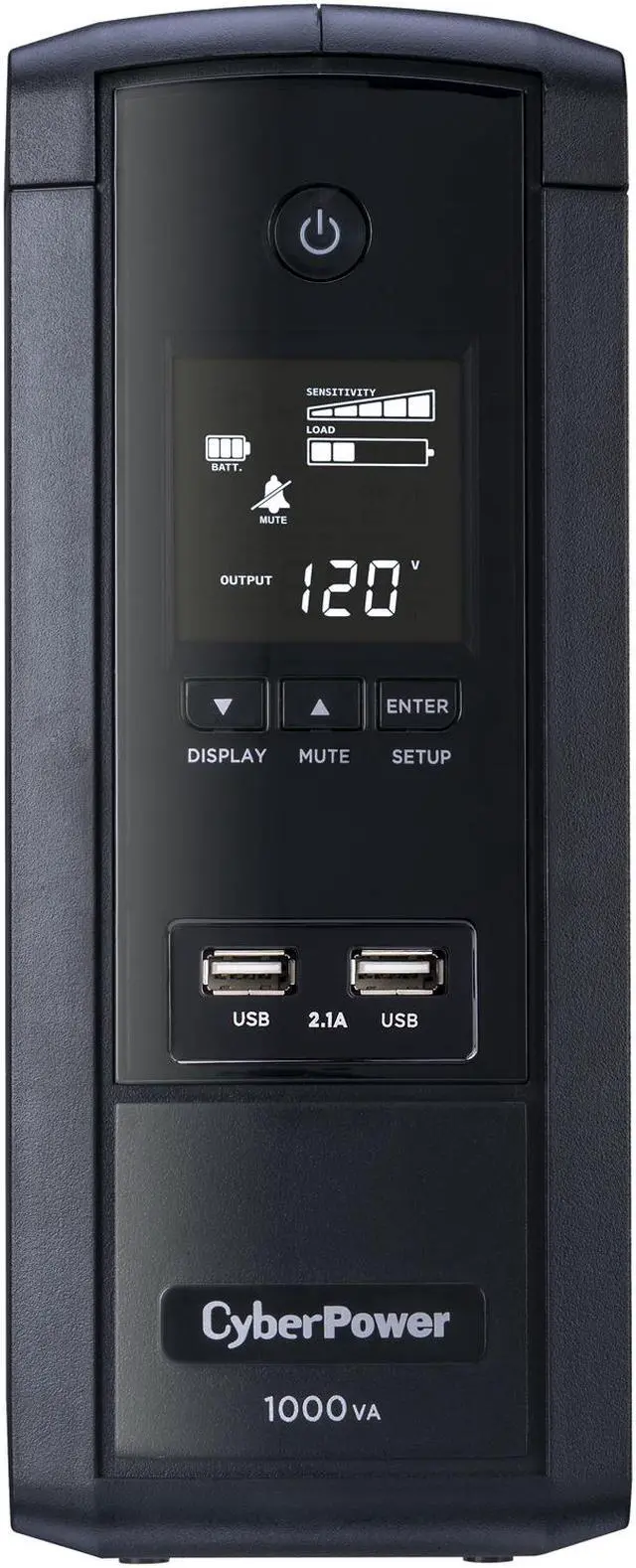 Alt view image 3 of 4 - CyberPower BRG1000AVRLCD Intelligent LCD UPS Systems - 1000VA/600W, 120 VAC, NEMA 5-15P, Mini-Tower, 10 Outlets, LCD, PowerPanel