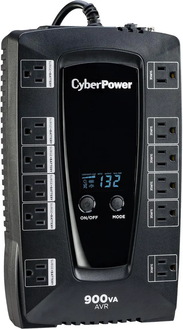 Main image of CyberPower AVRG900LCD Intelligent LCD UPS Systems - 900VA/480W, 120 VAC, NEMA 5-15P, Compact, 12 Outlets, LCD, PowerPanel
