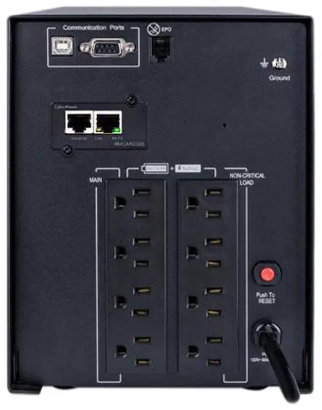 Alt view image 4 of 4 - CyberPower PR1500LCDN Smart App Sinewave UPS Systems - 1500VA/1500W, 120 VAC, NEMA 5-15P, Mini-Tower, Sine Wave, 8 Outlets, LCD, PowerPanel® Business