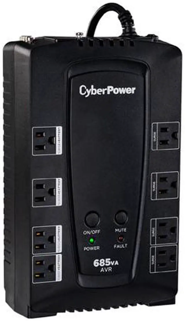 Alt view image 3 of 4 - CyberPower CP685AVRG AVR UPS Systems - 685VA/390W, 120 VAC, NEMA 5-15P, Compact, 8 Outlets, PowerPanel® Personal