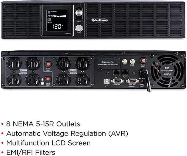 Alt view image 5 of 10 - CyberPower Smart App LCD UPS Series OR1500LCDRT2U 1500 VA 900 Watts 8 Outlets UPS