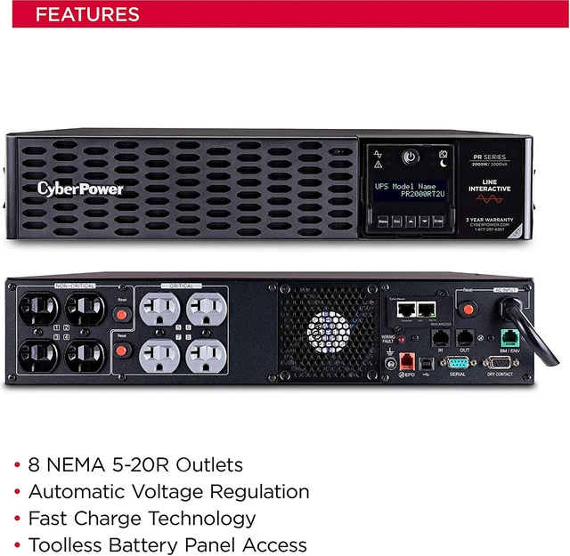 Alt view image 5 of 7 - CyberPower PR2000RT2UN 2000 VA 2000W 8 Outlets Smart App Sinewave UPS