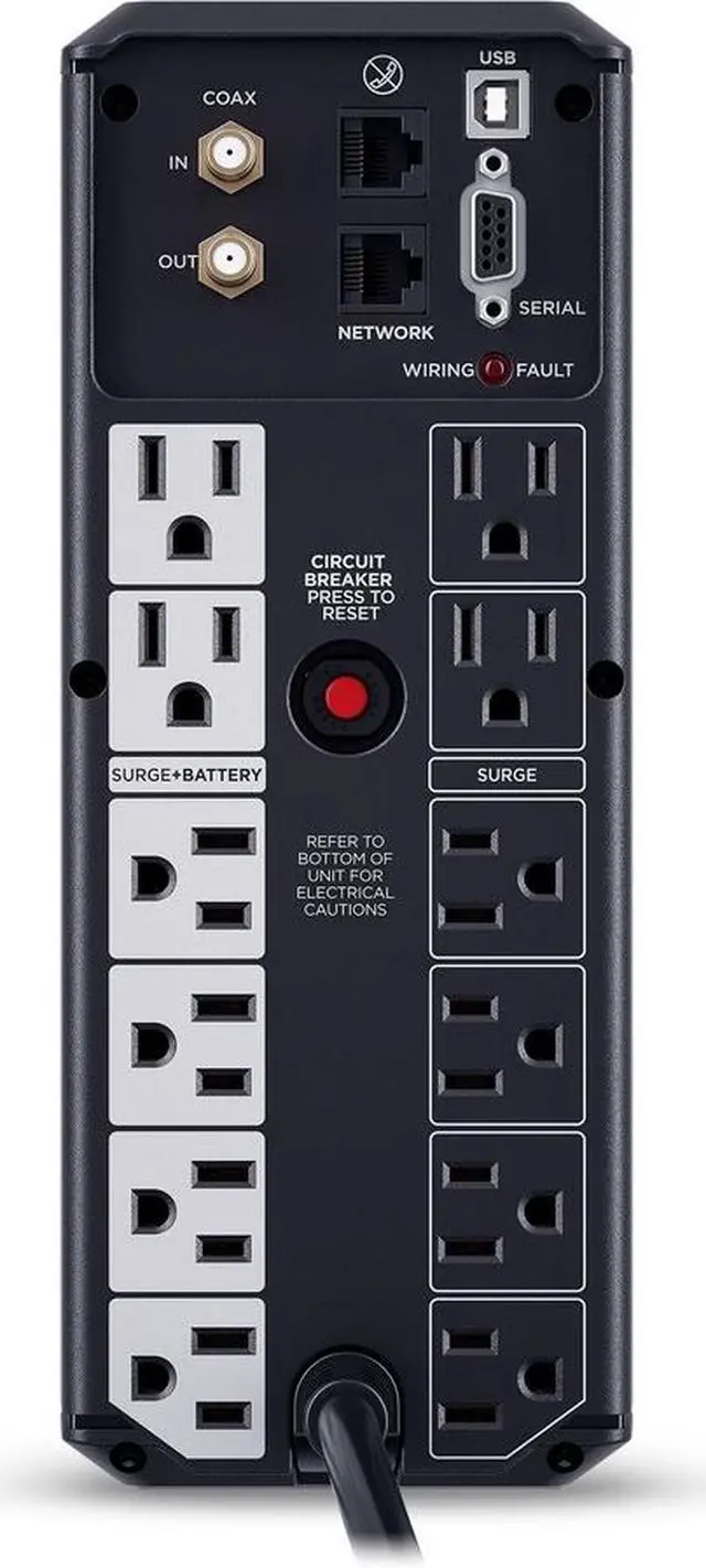 Alt view image 2 of 5 - CyberPower CP1350AVRLCD3 Intelligent LCD UPS Systems - 1350VA/815W, 120 VAC, NEMA 5-15P, Mini-Tower, 12 Outlets