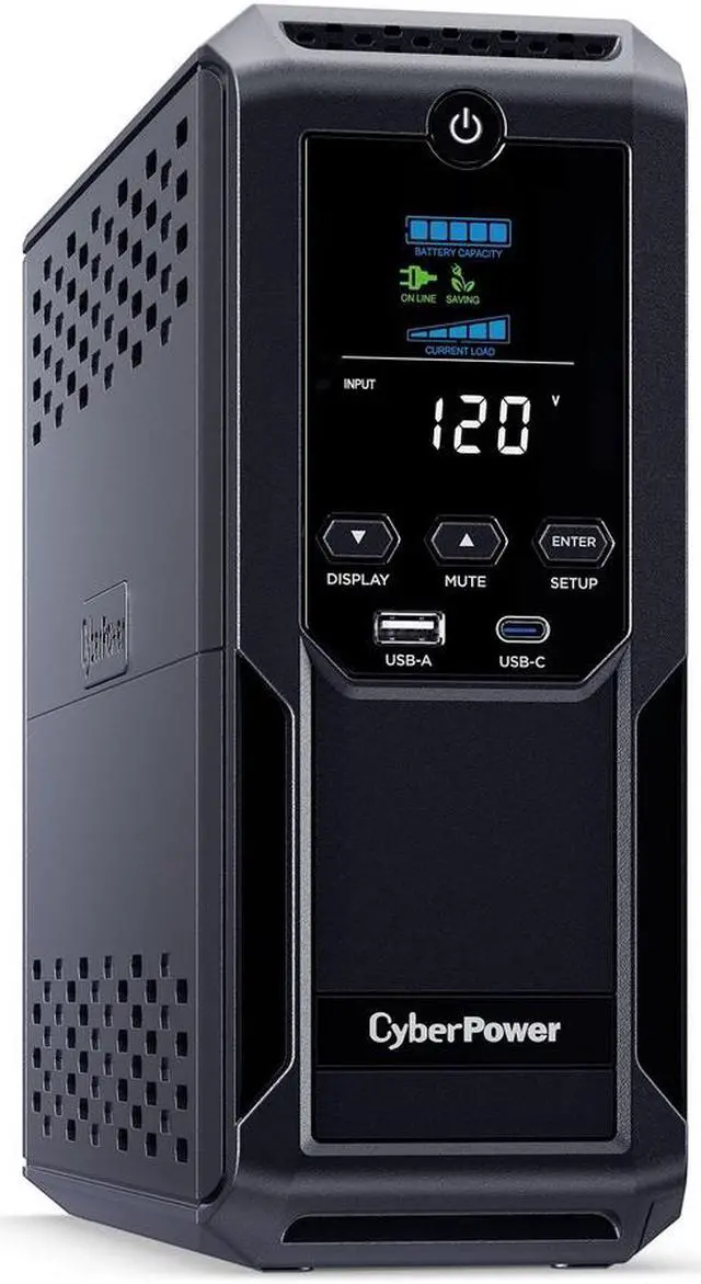 Alt view image 3 of 5 - CyberPower CP1350AVRLCD3 Intelligent LCD UPS Systems - 1350VA/815W, 120 VAC, NEMA 5-15P, Mini-Tower, 12 Outlets